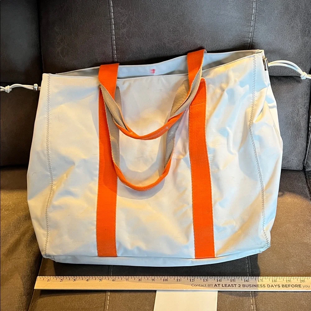 Banana Republic White Tote Bag with Orange Handles
